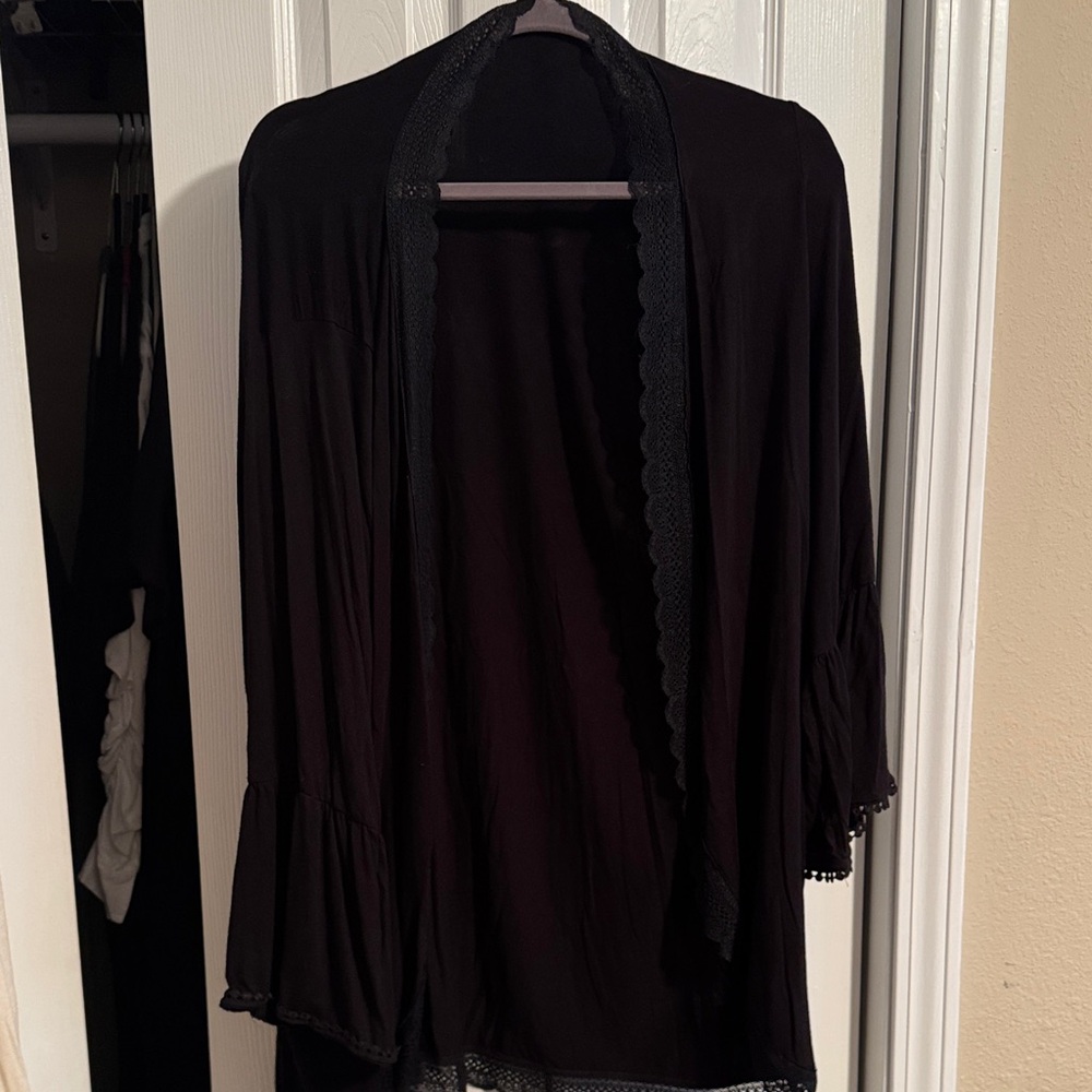 Torrid Black Lace-Edged Robe